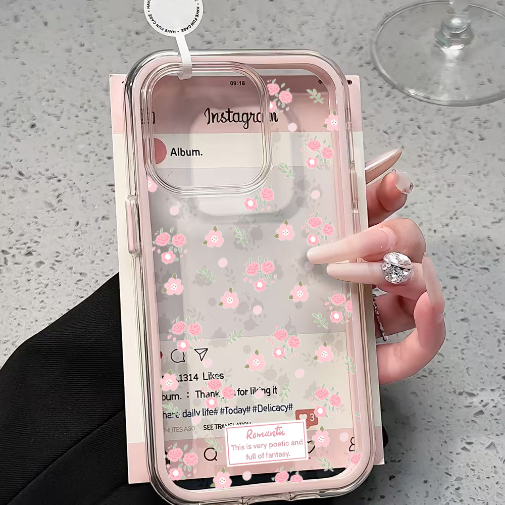Samsung Galaxy S25 - Pembe Romantik Çiçekli Telefon Kılıfı Samsung