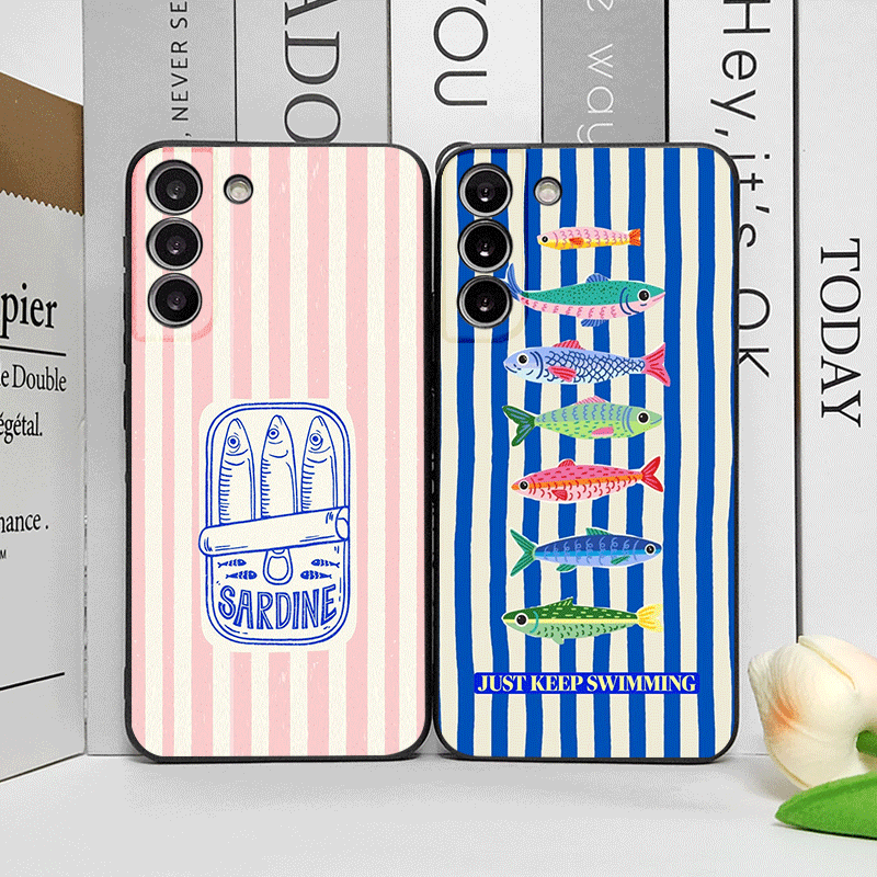 Oppo Find X8 - Sevimli Çizgili Desenli Sardalya Renkli Balık
